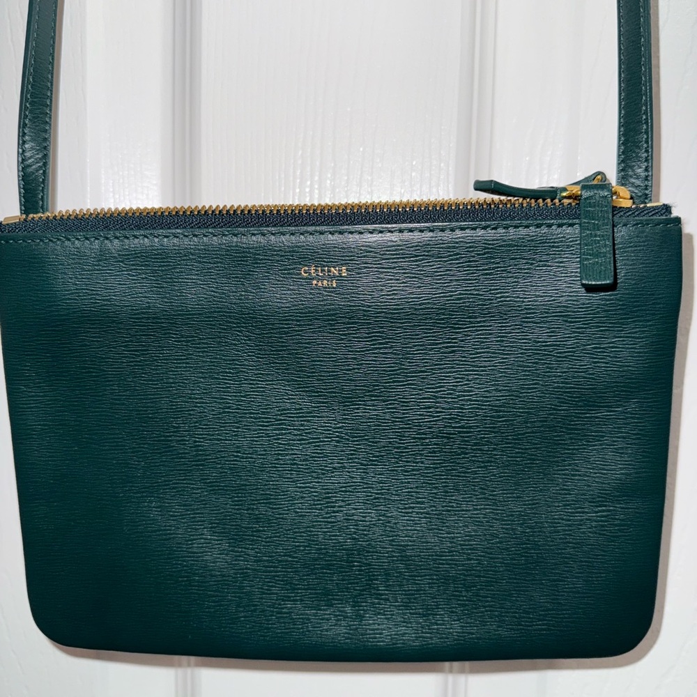 Celine Trio Dark Green Crossbody Bag